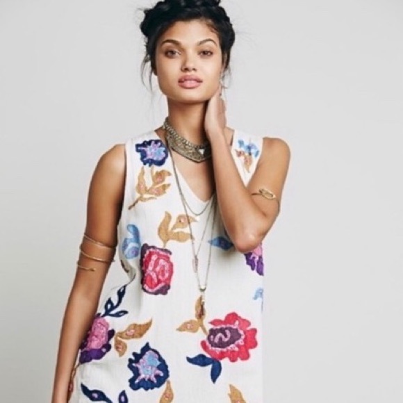 Free People | Dresses | Free People Embroidered Shift Dress | Poshmark
